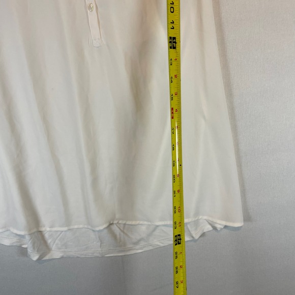 LOFT Womens Off White Ruffle Neck Sleeveless Henley Blouse Large Ivory Top - Picture 5 of 7